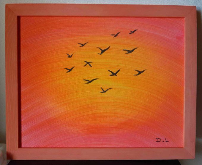 Peinture acrylique vibratoire N°111 - "Être soi-m'aime"" avec cadre en bois peint
