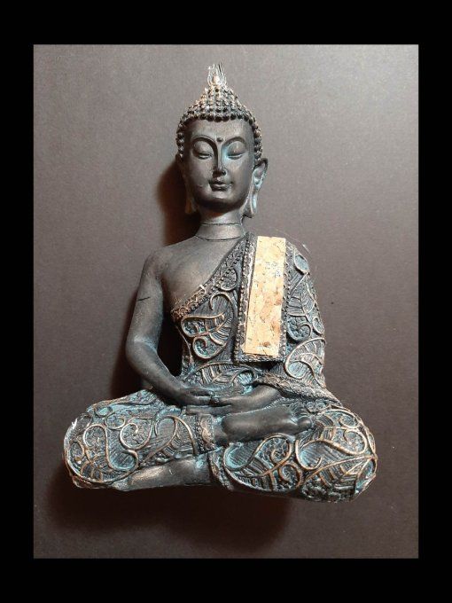 Bouddha noir et doré - 14 cm