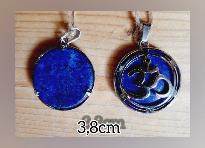 Pendentif "OM" Lapis-lazuli et métal