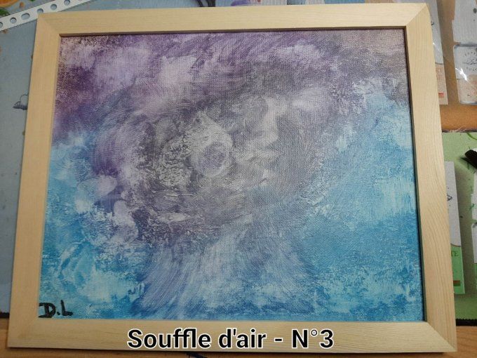 Peinture acrylique vibratoire - Cadre en bois N°3 " Souffle d'air"